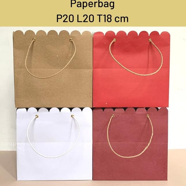 

monggo] Paperbag Tas Kertas Kraft Warna Polos Goodie Bag 20 x 20 x 18 cm