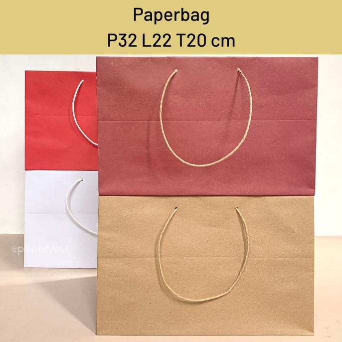 

Silahkan Order] Paperbag Tas Kertas Kraft Warna Polos Goodie Bag 32 x 22 x 20 cm