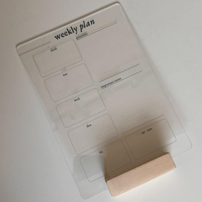 

WEEKLY PLANNER ACRYLIC FREE WOOD STAND + MARKER AESTHETIC PLANNER