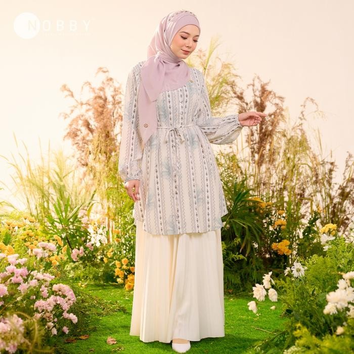 Nobby Adeline Tunik Atasan Wanita Muslim Lengan Panjang Koleksi Lebaran Idul Fitri 2025 Bahan Polly