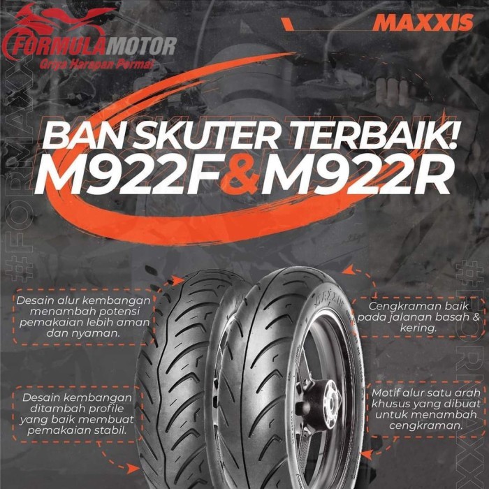 110/90-12 Maxxis M922R Tubeless - Ban Belakang Scoopy/Freego Ring 12