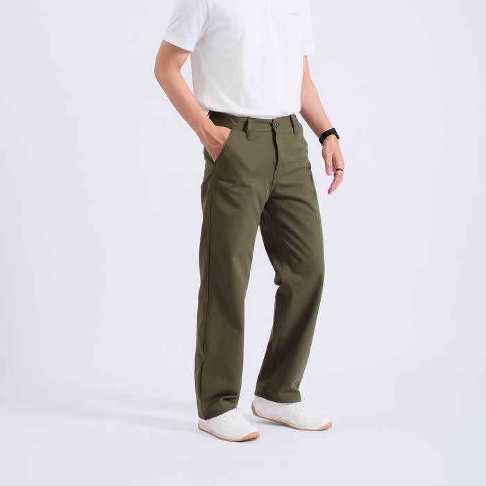 WHISAKA.CO Celana Chino Panjang Pria Standar Oversize Straight Fit Army Outfit Cowok Skena Kekinian