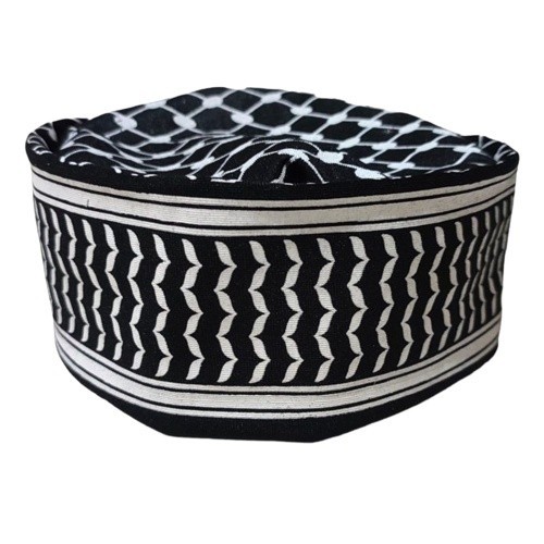 Sorban Peci Mesir Peci sorban,Peci lipat,Peci Dewasa,Peci solat,Peci p - HITAM LIS PUTIH, M panjang 