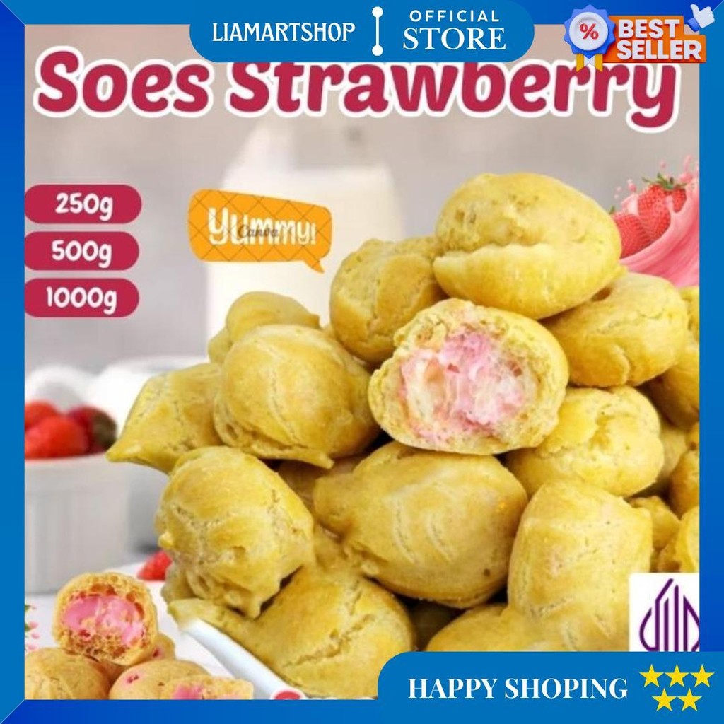 

Soes Starwberry/Coklat 500G/1000G/Mix Rasa/Halal Kue Sus Kering Isi Soes Coklat Lumer D Gratis Ongkir