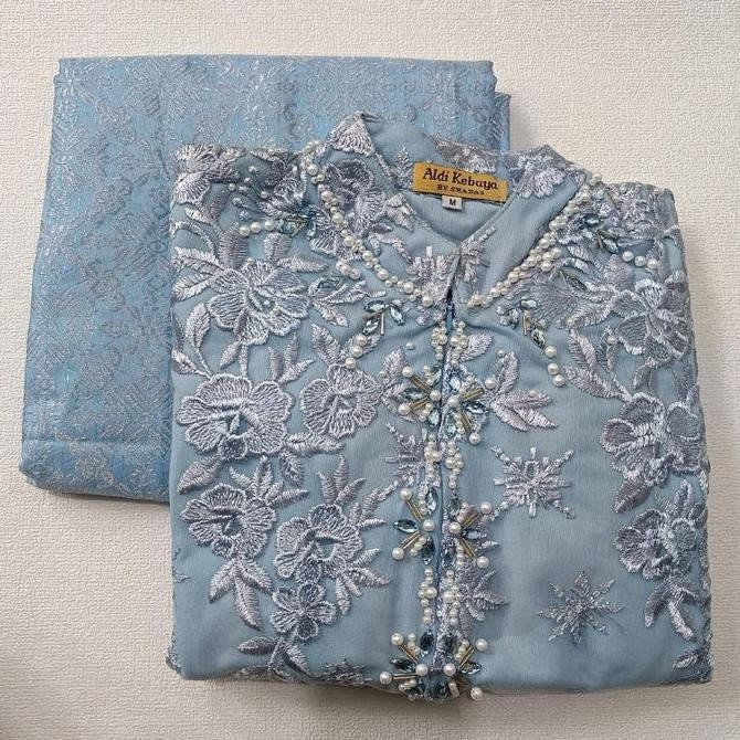 Setelan Tunik Sabrina-2 Payet Mutiara Elegan Dengan Bordir Ornamen Mewah Muslim Pesta