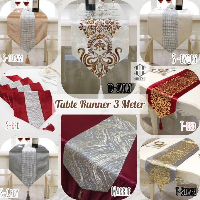 Table Runner 3 meter Taplak Meja Panjang 300 cm Mewah