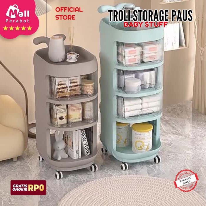 LEMARI SERBAGUNA LIPAT BABY STUFF RAK TROLI PAUS SUSUN RUANG TAMU RODA