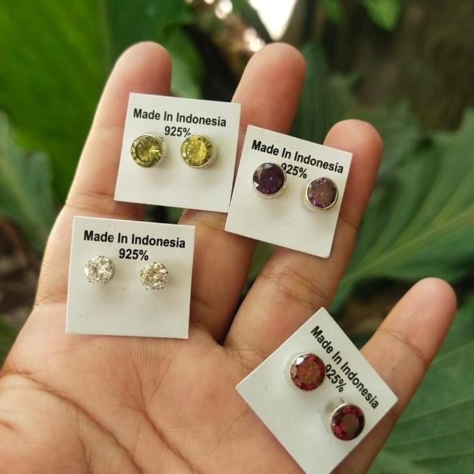 Anting giwang Sumpel Stud Tusuk Perak Silver Bali batu natural 925