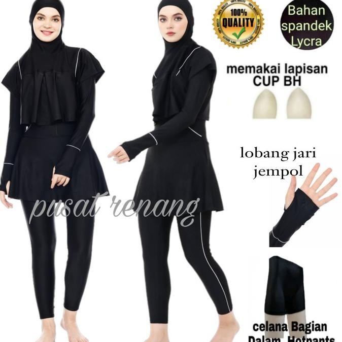Baju renang wanita baju renang lapis Cup BH baju renang muslimah Terlaris