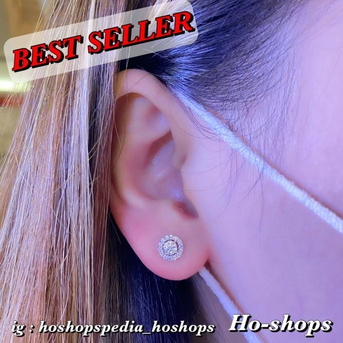 Giwang / Anting Mas Putih Model Holy Diamond Kadar 75% Asli Emas