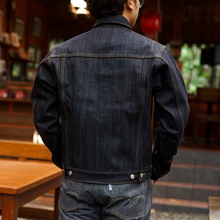 Mihane Jeans - Jacket Pria Denim Selvedge - EXT Type III Sexy Rustic Brown Weft Slub Pink Line