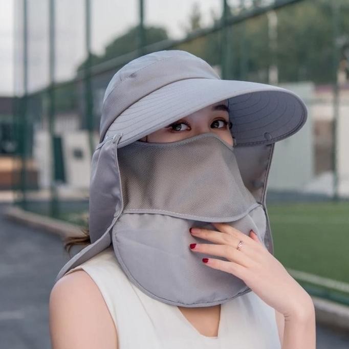 Topi masker wanita anti uv topi anti polusi import