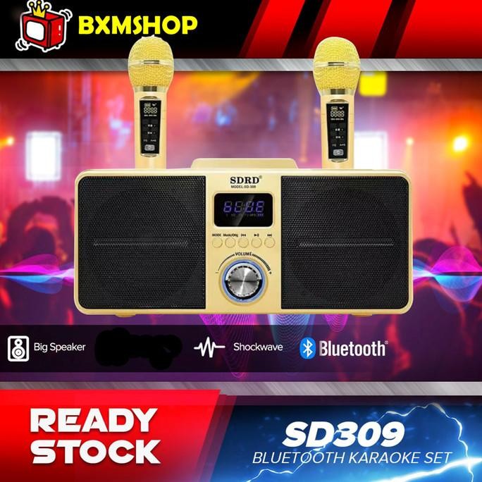Mic Karaoke Wireless Speaker Bluetooth SDRD SD 306 / SD 309 Dua Mic