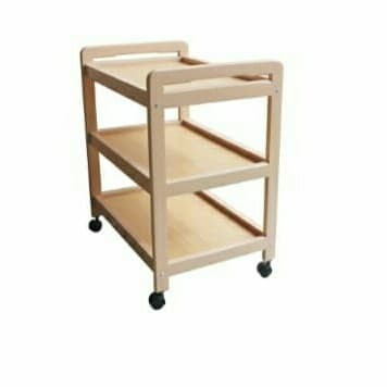 MEJA RAK DORONG TV DISPENSER KAYU 3 SUSUN RODA