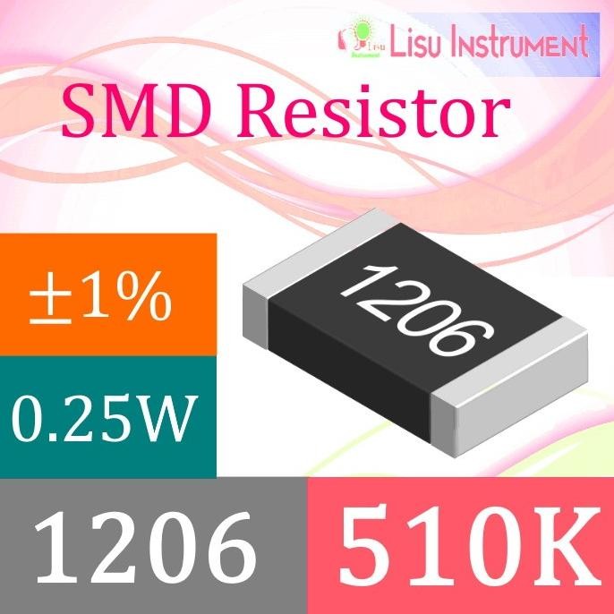 Terbaru (10) 510K 1206 1% Thick Film Resistors SMD Chip Resistor 5103 510K lisu992 Ayo Beli