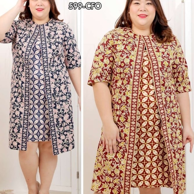 Dress batik super jumbo wanita/dress batik bigsize/baju imlek/natal