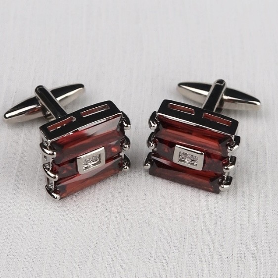 Cufflink Kristal Swarovski Merah Mewah Thobe Kabak Pria