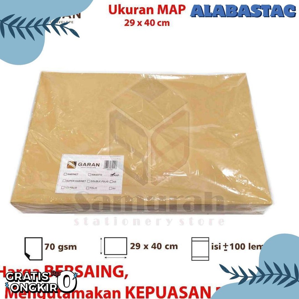 

Amplop Kertas Coklat Garan Ukuran Map 29 X 40 Cm / Amplop Dokumen Besar 1 Pak Isi 100 Lembar Tebal 70 Gsm / Gram 29X40 Terlengkap Dan Termurah