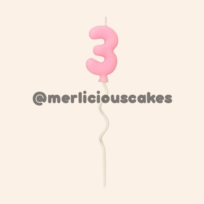 cusss order] Angka 3 Lilin Balon Pink Balloon Candle Lilin Ulang Tahun