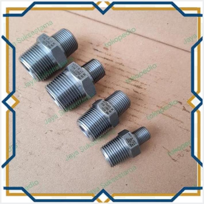 [JST] DOUBLE NAPLE REDUCER BESI A105 CLASS 3000 3/8" X 1/4" INCH VSOCK NEPEL