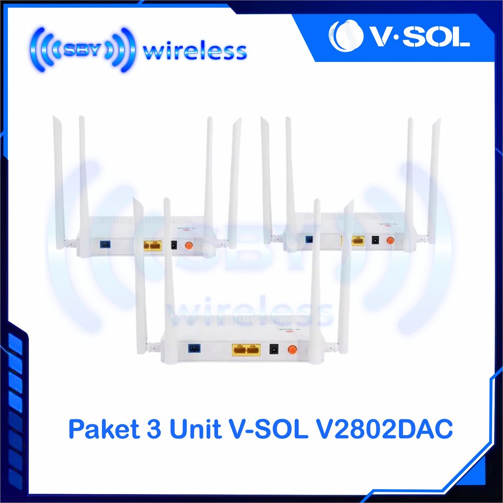 PAKET 3 Unit VSOL Xpon ONU V2802DAC 1XPON 2GE DUAL BAND WIFI5 ONU
