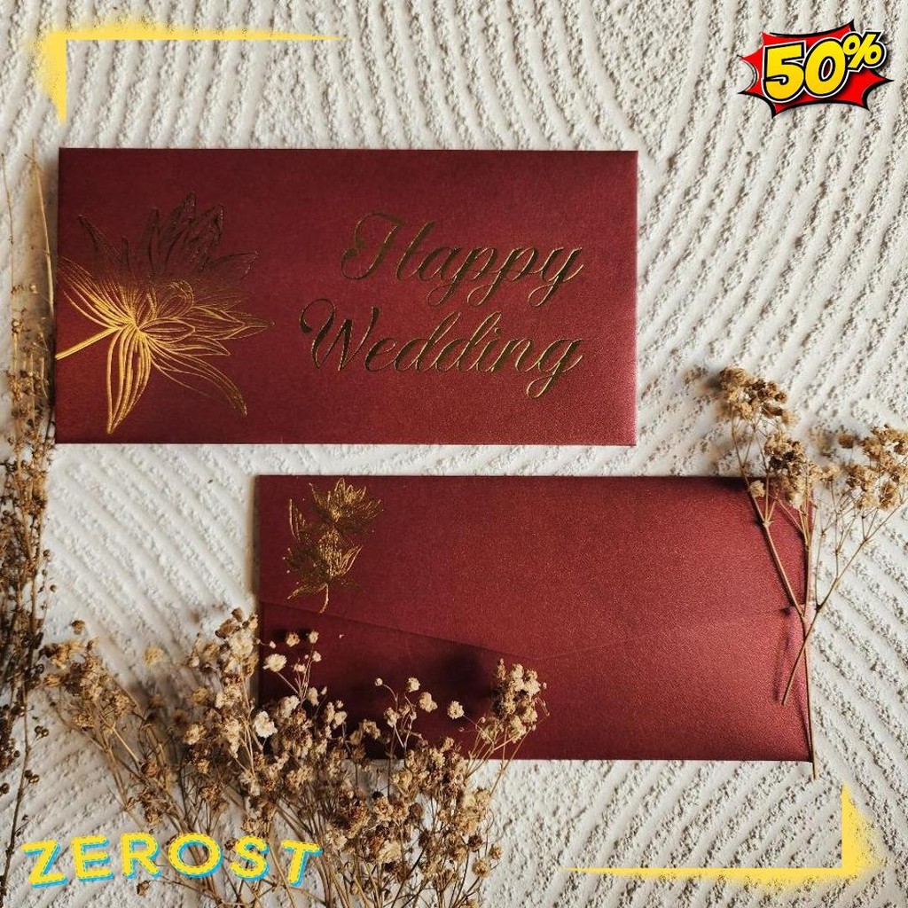 

Amplop Uang Horizontal Besar 9.5X18.5Cm Happy Wedding Congratulations / Angpao Selamat Bahan Fancy Jasmine / Angpau Wedding / Angpau Congratulations (Isi 10 Pcs) Flash Sale! Diskon Hingga 70%