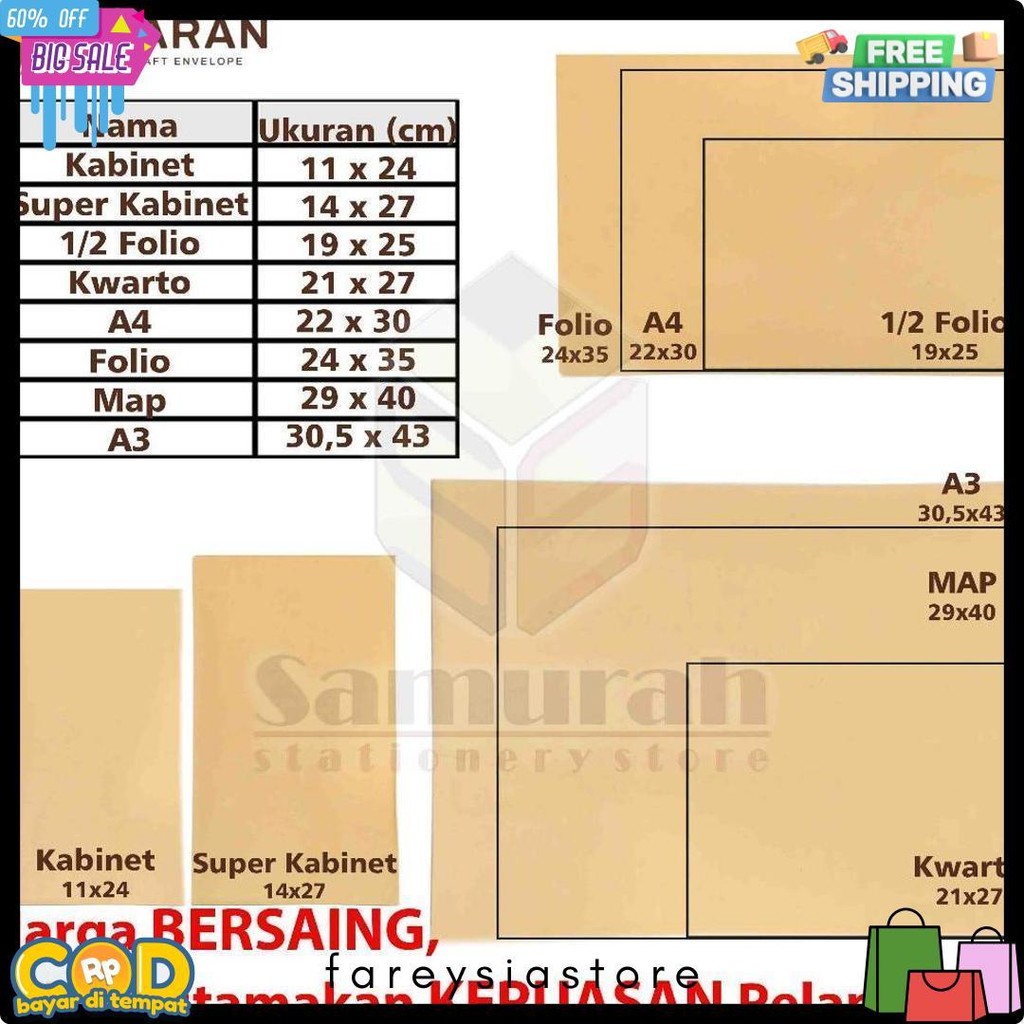 

Amplop Kertas Coklat Garan Ukuran Map 29 X 40 Cm / Amplop Dokumen Besar 1 Pak Isi 100 Lembar Tebal 70 Gsm / Gram 29X40 Diskon Setengah Harga