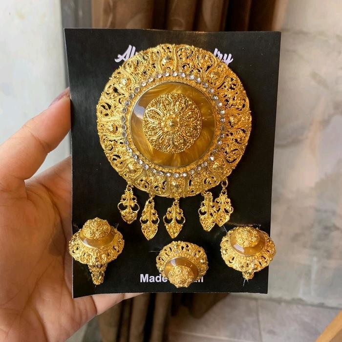 Set Bros Donat Bulat (bros, anting, cincin) Anting Cincin