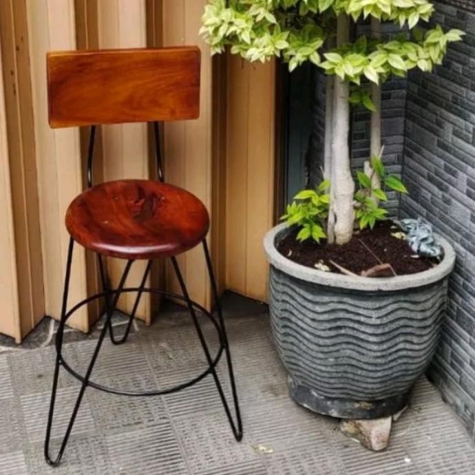 =+=+=+] KURSI KAKI BESI COR TINGGI 75 CM PAKAI SANDARAN DAN TANPA SANDARAN