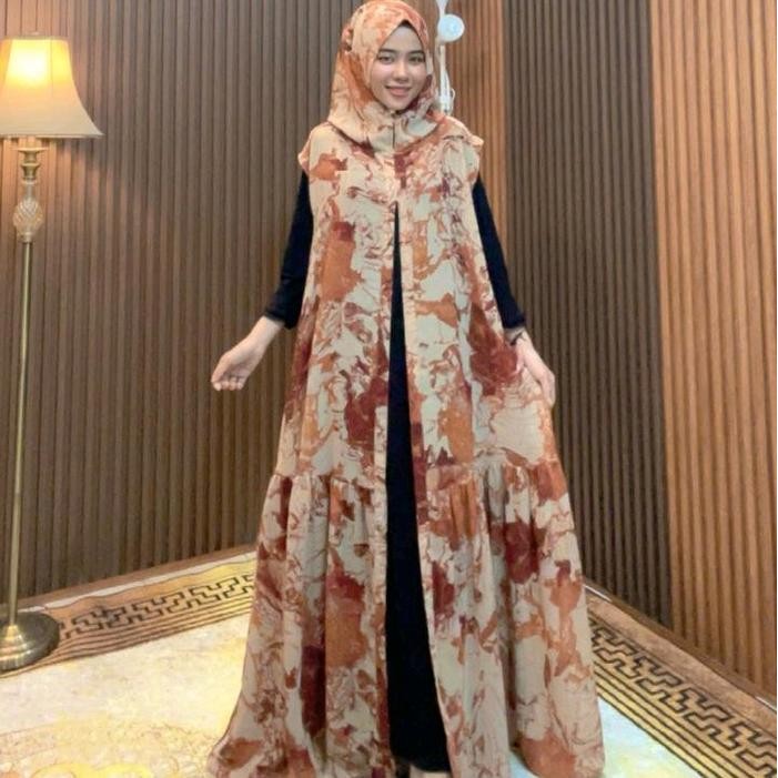 jilbab lovita zipper motif lokal brand hijab rompi lovita lovita zipper jilbab rompi kerudungparis