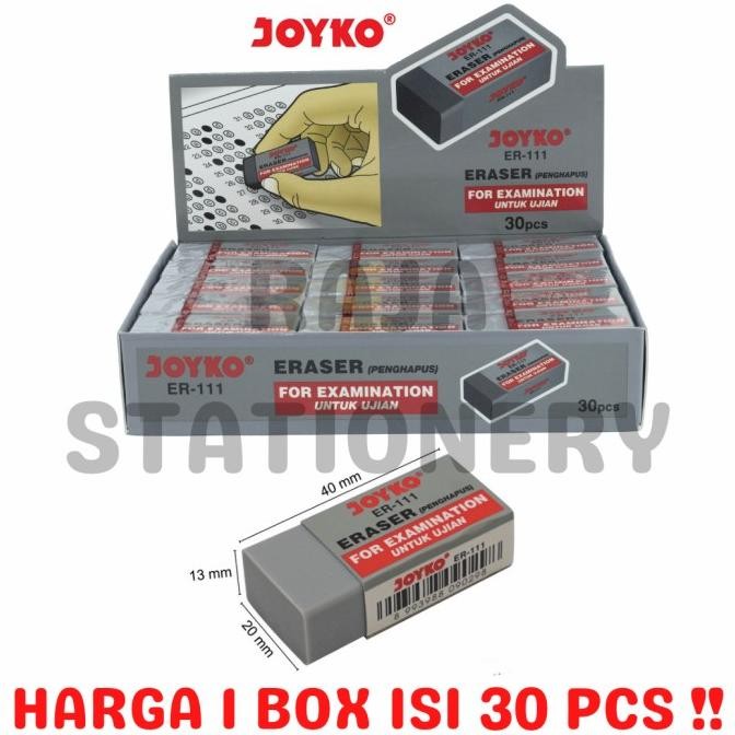 

JOYKO ERASER PENGHAPUS JOYKO ULANGAN EBTA ER-111 BERSIH 1 BOX 30 PCS