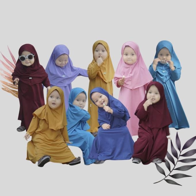 Busana Muslim Anak Perempuan Premium Gamis Set Jilbab Balita Umur 6 Bulan 1 2 3 4 Tahun Baju Bayi