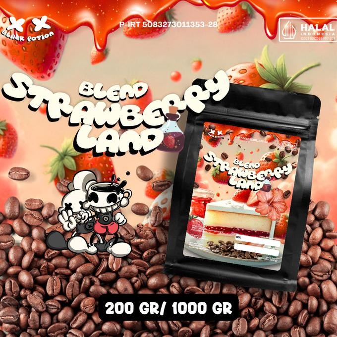 Blend Strawberry Land Coffee Bean Arabika Biji Kopi by Black Potion Coffee