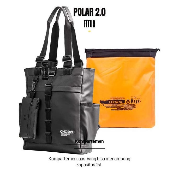 Choral Tote Bag Polar 2.0 Tas Multifungsi 3 In 1 Backpack Tote Bag Tas Koper Tas Pria Traveling Tas 