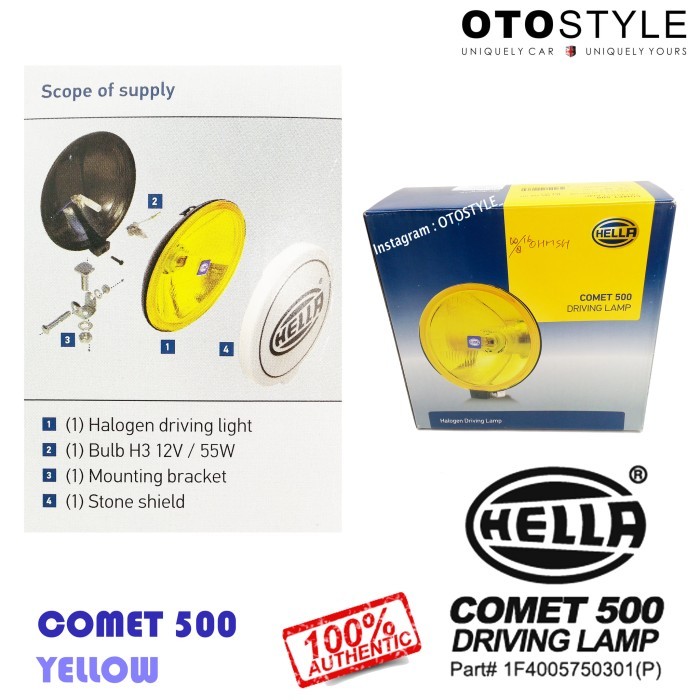 Hella Comet 500 (Kaca Kuning) Lampu Kabut / Lampu Tembak