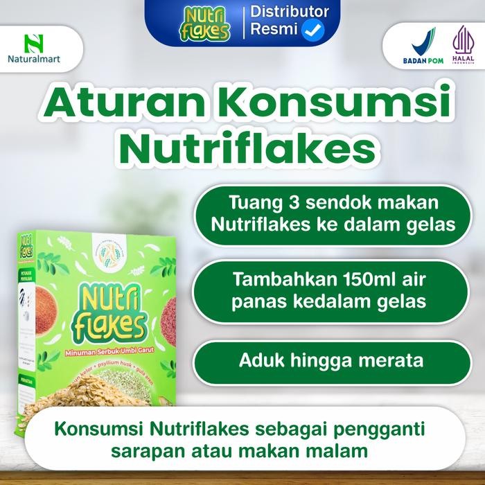 

3 BOX NUTRIFLAKES - SEREAL DENGAN BAHAN ALAMI UMBI GARUT & GRANOLA - BPOM & HALAL SUSU FOOD OATMEAL