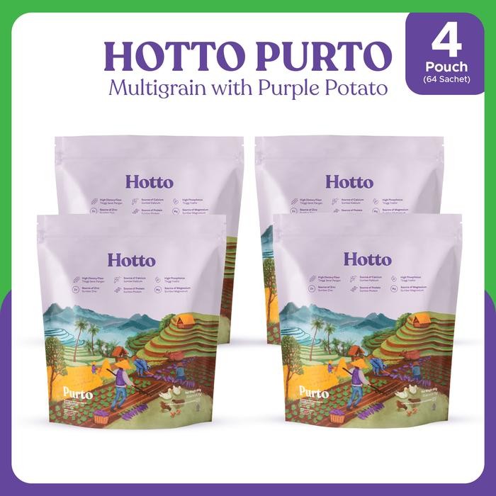 

HOTTO PURTO - 4 POUCH (64 SACHET) MULTIGRAIN OATMEAL OAT SEREAL DENGAN UBI UNGU