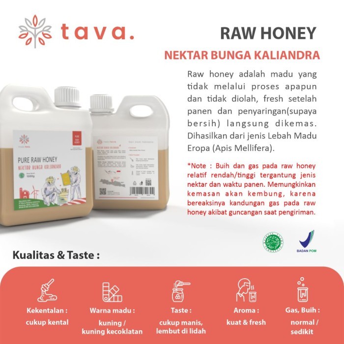

MADU MURNI TAVA NEKTAR KALIANDRA 1KG 100% PURE RAW HONEY ASLI ALAMI