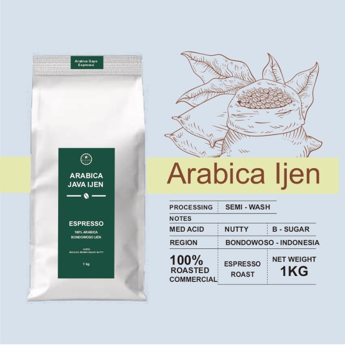 

KOPI ARABIKA IJEN BONDOWOSO ESPRESSO 1KG COMMERCIAL COFFEE BEANS
