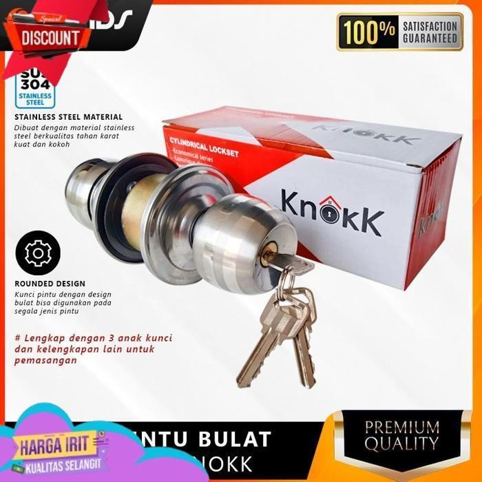 TERBAIK KUNCI PINTU KAMAR MANDI RUMAH HANDLE HANDEL SLOT GAGANG BULAT CHROME KNOCK