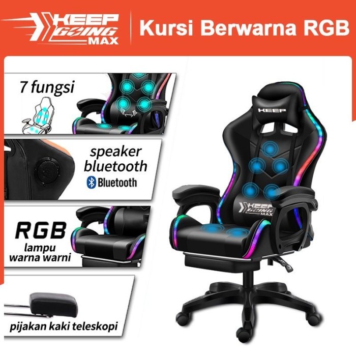 HOT SALE Kursi Gaming Pijat Lampu Led Kursi Rexus Kursi Gaming Untuk Gamer