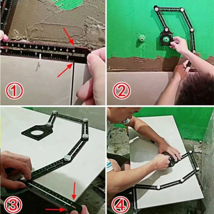 

HOT SALE! Alat Bantu Penanda Penggaris Six Sided Ruler With Hole Locator -1TK14