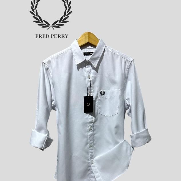 Fred Perry Kemeja Panjang Pria Casual Premium Slimfit Terlaris