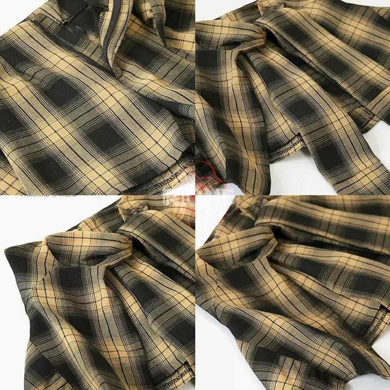 Rok Pendek Pinggang Tinggi Ala Korea Rok Pendek Kemeja Kotak-Kotak Rok Pendek Tidak Beraturan Rok Pe