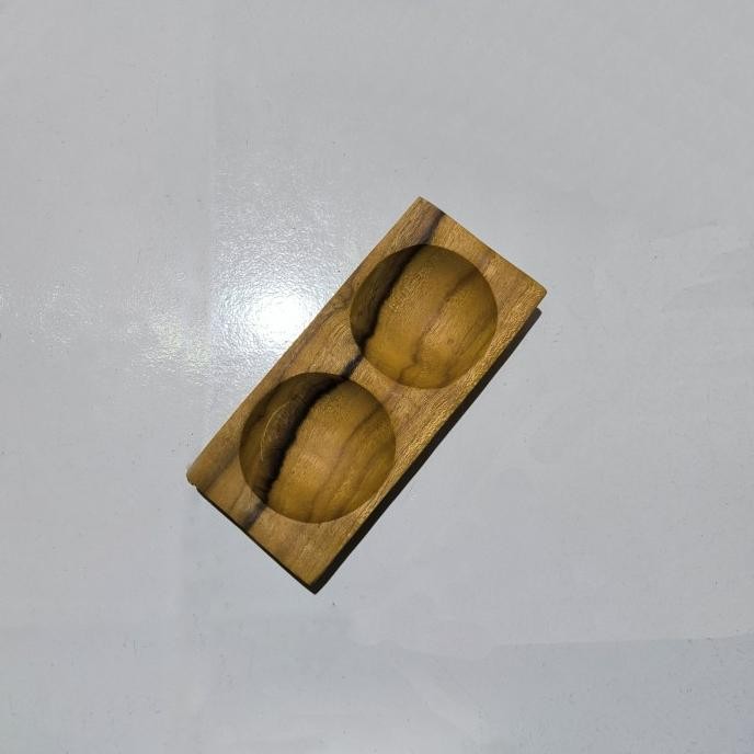 populer] Tempat Saos Kayu 3 Lubang Wooden Sauce Dish Wadah Sambal Bumbu Kecil