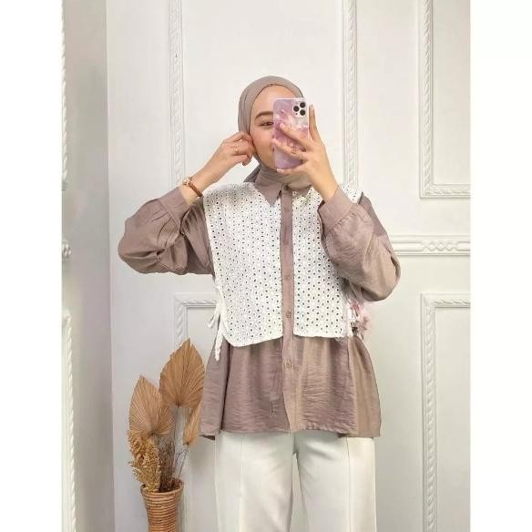 Big Sale RX FASHION - HELEN KEMEJA RENDA TALI SAMPING / ATASAN BLOUSE RENDA WANITA -PN Viral