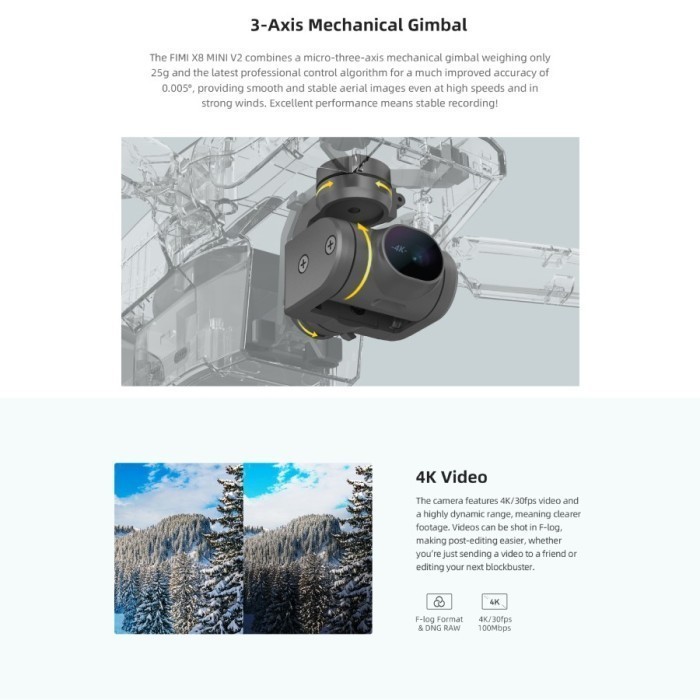 Fimi X8 Mini V2 Combo Drone 4K Camera 3-Axis Gimbal - Drone Fimi