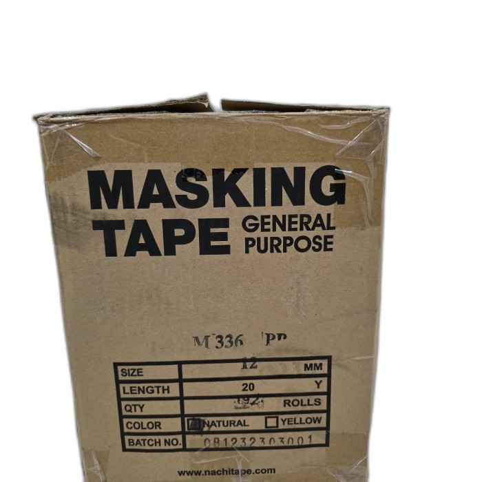 

MASKING TAPE/LAKBAN KERTAS NACHI INCH 12MM X 18MTR (1DUS=192ROLL)