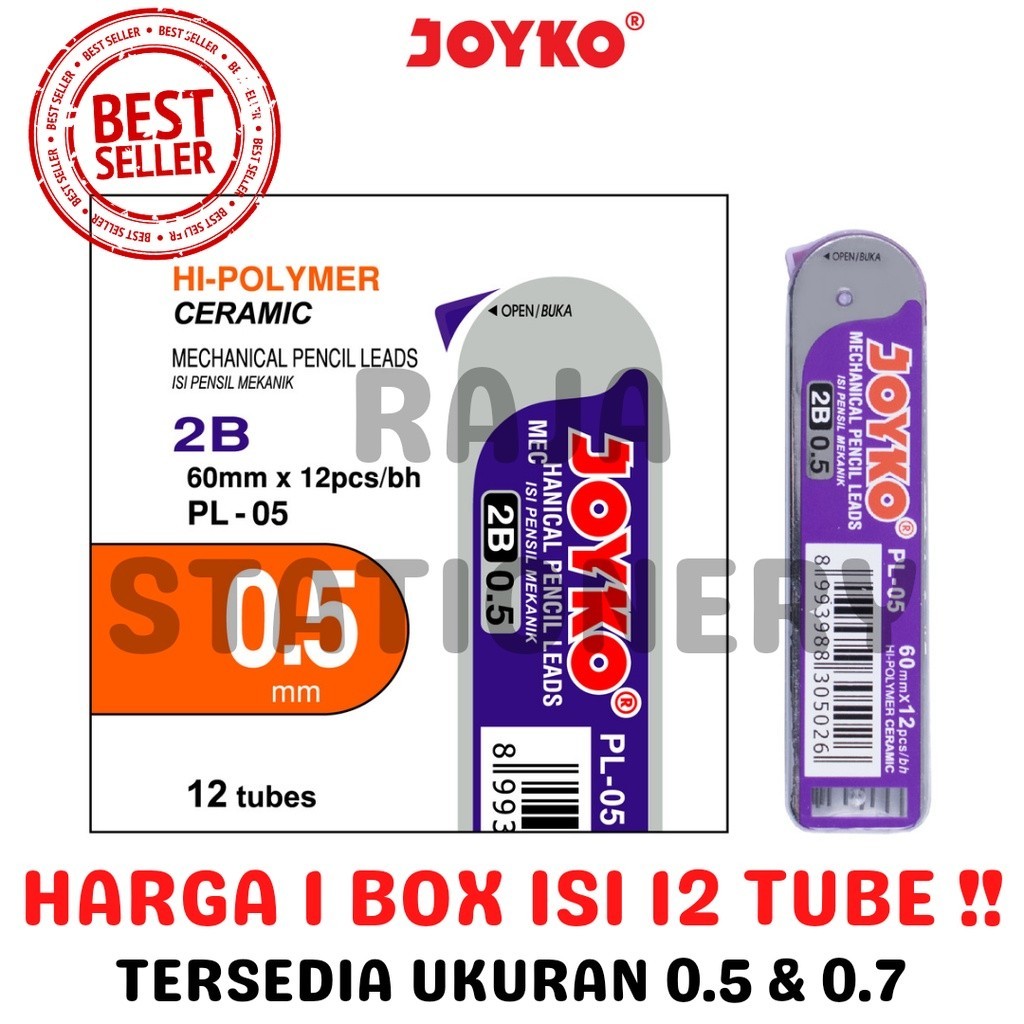 

Joyko LEAD 2B 0.5 0.7 ISI PENSIL MEKANIK JOYKO 0.5mm 0.7mm [12PCS] RAJA BIG BOX