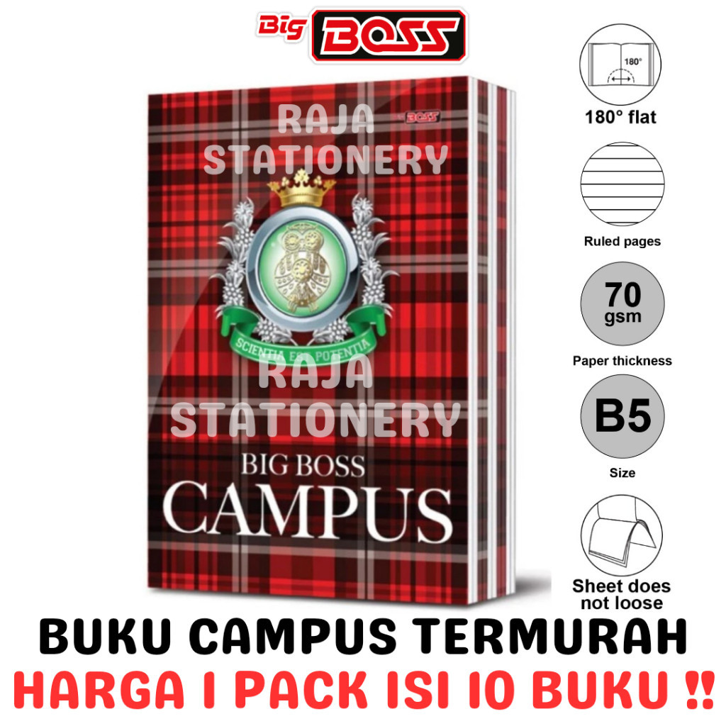 

BUKU TULIS BIG BOSS 50 LEMBAR CAMPUS NOTEBOOK 36 LEMBAR SHEET B5 BOXY BUKU SEKOLAH GARIS [10PCS] RAJA BIG BOX